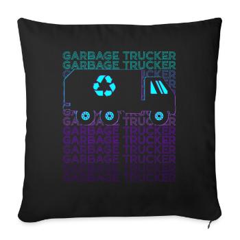 Garbage Trucker Recycling Trash Truck Waste Sorting - Sofa pillowcase 17,3'' x 17,3'' (45 x 45 cm) - black - Front