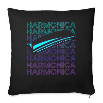 Harmonica Player Harmonica Player Retro - Sofa pillowcase 17,3'' x 17,3'' (45 x 45 cm) - black - Front