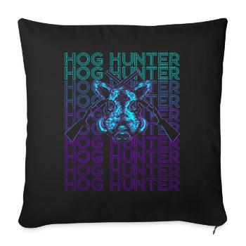Schweinejagd Hog Hunter Retro - Sofakissenbezug 45 x 45 cm - Schwarz - Vorne