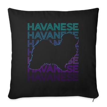 Havanese Dog Retro - Sofa pillowcase 17,3'' x 17,3'' (45 x 45 cm) - black - Front