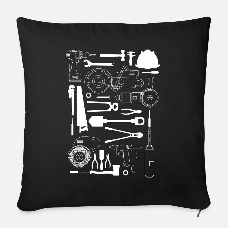 Outils Outils Artisan - Housse de coussin décorative 45 x 45 cm - noir