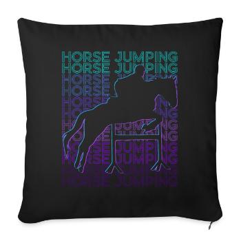 Saut d’obstacles Tournoi équestre Sports équestres Rétro - Housse de coussin décorative 45 x 45 cm - noir - Devant