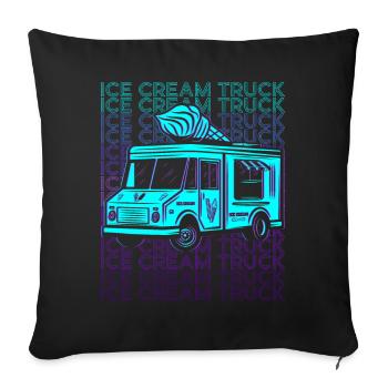 Pilote de camion de crème glacée rétro - Housse de coussin décorative 45 x 45 cm - noir - Devant