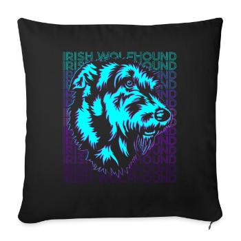 Irish Wolfhound Chien Rétro - Housse de coussin décorative 45 x 45 cm - noir - Devant