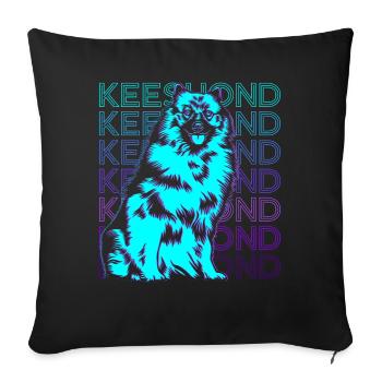 Keeshond Dog Retro - Sofa pillowcase 17,3'' x 17,3'' (45 x 45 cm) - black - Front