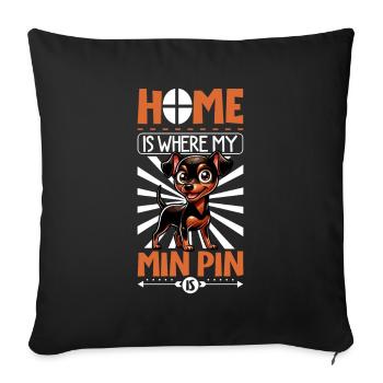 Accueil - Pinscher nain - Housse de coussin décorative 45 x 45 cm - noir - Devant