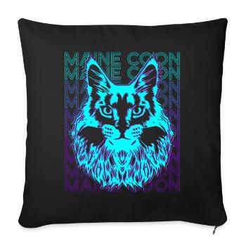 Maine Coon Chat Rétro - Housse de coussin décorative 45 x 45 cm - noir - Devant