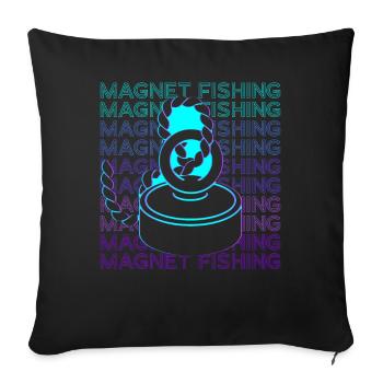 Magnet Fishing Magnet Fisherman Retro - Sofa pillowcase 17,3'' x 17,3'' (45 x 45 cm) - black - Front