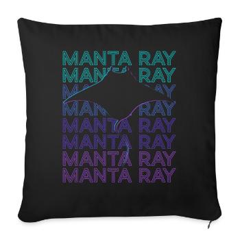 Manta Ray Stingray Retro - Sofa pillowcase 17,3'' x 17,3'' (45 x 45 cm) - black - Front