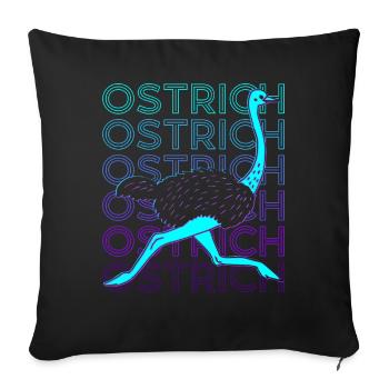 Strauß Tier Retro - Sofakissenbezug 45 x 45 cm - Schwarz - Vorne