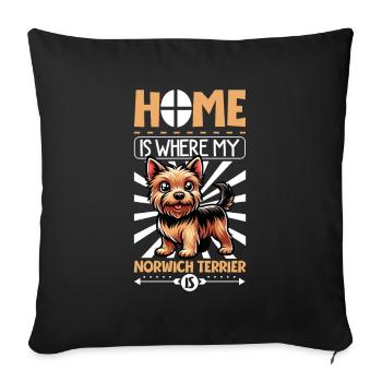 Accueil - Norwich Terrier - Housse de coussin décorative 45 x 45 cm - noir - Devant