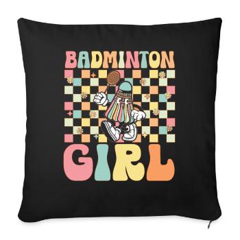 Badminton Fille Groovy Joueur - Housse de coussin décorative 45 x 45 cm - noir - Devant