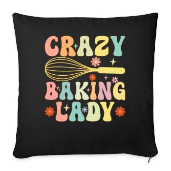 Crazy Baking Lady Groovy Baking Girl Chef Boulanger - Housse de coussin décorative 45 x 45 cm - noir - Devant