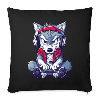 Wolf Video Game - Sofa pillowcase 17,3'' x 17,3'' (45 x 45 cm) - black - Front