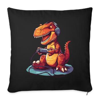 Dinosaur Video Game - Sofa pillowcase 17,3'' x 17,3'' (45 x 45 cm) - black - Front