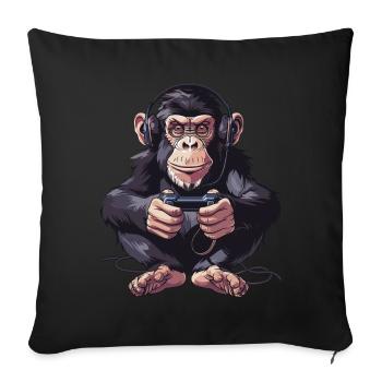 Jeu vidéo Chimpanzé - Housse de coussin décorative 45 x 45 cm - noir - Devant