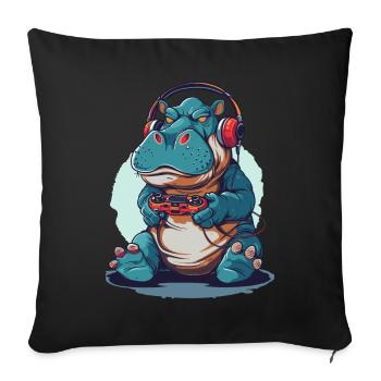Hippo Video Game - Sofa pillowcase 17,3'' x 17,3'' (45 x 45 cm) - black - Front