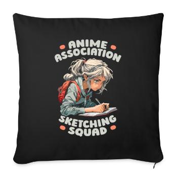 Anime Manga Anime Fille - Housse de coussin décorative 45 x 45 cm - noir - Devant
