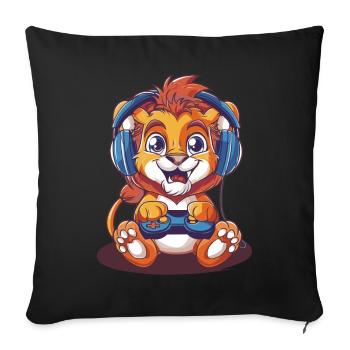 Lions Video Game - Sofa pillowcase 17,3'' x 17,3'' (45 x 45 cm) - black - Front