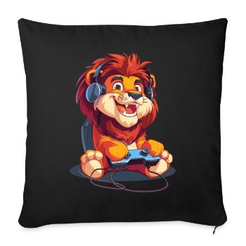 Lions Video Game - Sofa pillowcase 17,3'' x 17,3'' (45 x 45 cm) - black - Front