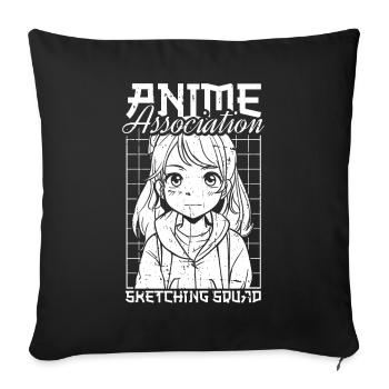 Anime Manga Anime Fille - Housse de coussin décorative 45 x 45 cm - noir - Devant