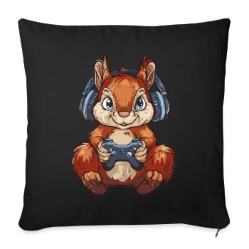 Squirrel Video Game - Sofa pillowcase 17,3'' x 17,3'' (45 x 45 cm) - black - Front