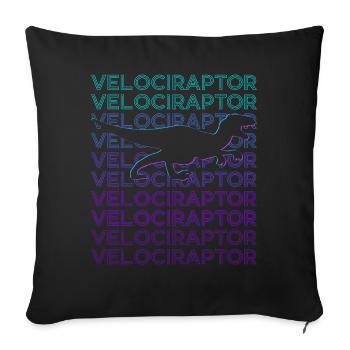 Velociraptor Dinosaur Retro - Sofa pillowcase 17,3'' x 17,3'' (45 x 45 cm) - black - Front