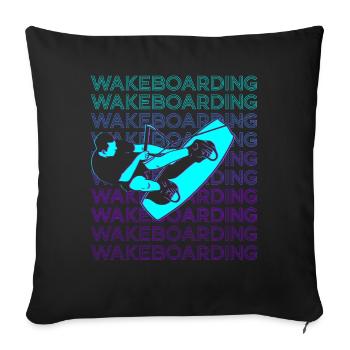 Wakeboarding Wakeboard Wakeboarder Retro - Housse de coussin décorative 45 x 45 cm - noir - Devant