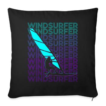 Windsurfer Windsurfing Windsurfing Retro - Sofa pillowcase 17,3'' x 17,3'' (45 x 45 cm) - black - Front