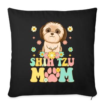 Shih Tzu Mom Dog Lover Dog Mom - Sofa pillowcase 17,3'' x 17,3'' (45 x 45 cm) - black - Front