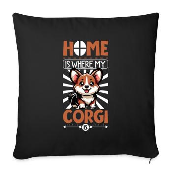 Home - Welsh Corgi Pembroke - Sofa pillowcase 17,3'' x 17,3'' (45 x 45 cm) - black - Front
