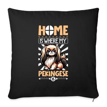 Accueil - Pékinois - Housse de coussin décorative 45 x 45 cm - noir - Devant
