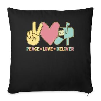 Peace Love Deliver Postal Service Postal Worker - Sofa pillowcase 17,3'' x 17,3'' (45 x 45 cm) - black - Front