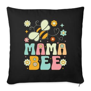 Abeille Maman Apiculteur Apiculture - Housse de coussin décorative 45 x 45 cm - noir - Devant