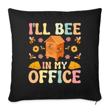 Je vais être dans mon bureau drôle d’apiculteur apiculteur - Housse de coussin décorative 45 x 45 cm - noir - Devant