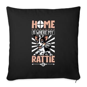 Accueil - Rat Terrier - Housse de coussin décorative 45 x 45 cm - noir - Devant