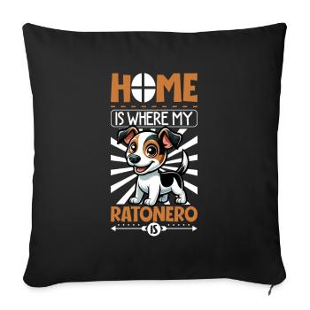 Home - Ratonero Bodeguero Andaluz - Sofa pillowcase 17,3'' x 17,3'' (45 x 45 cm) - black - Front