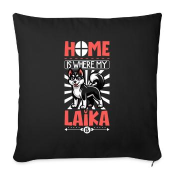 Accueil - Laïka russo-européenne - Housse de coussin décorative 45 x 45 cm - noir - Devant