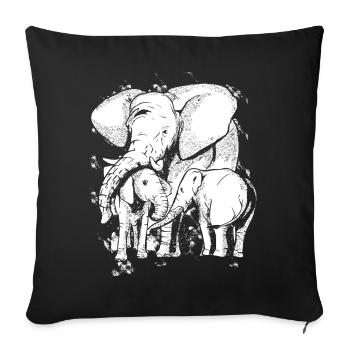Elephant Family Elephant Child Elephant - Sofa pillowcase 17,3'' x 17,3'' (45 x 45 cm) - black - Front