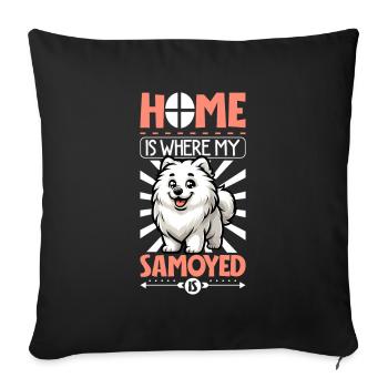 Accueil - Samoyède - Housse de coussin décorative 45 x 45 cm - noir - Devant