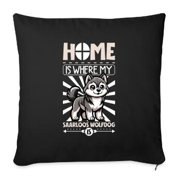 Zuhause - Saarlooswolfhund - Sofakissenbezug 45 x 45 cm - Schwarz - Vorne