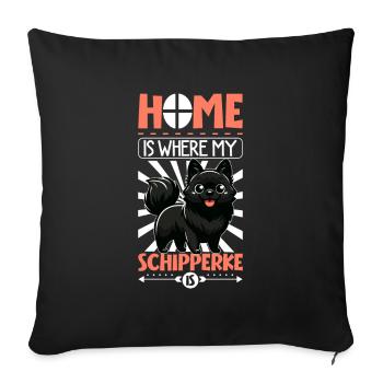 Accueil - Schipperke - Housse de coussin décorative 45 x 45 cm - noir - Devant