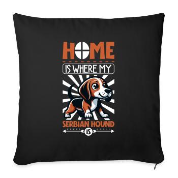 Zuhause - Serbischer Laufhund - Sofakissenbezug 45 x 45 cm - Schwarz - Vorne