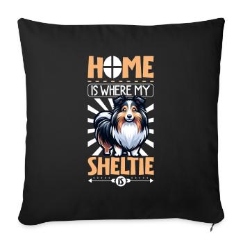 Home - Shetland Sheepdog - Sofa pillowcase 17,3'' x 17,3'' (45 x 45 cm) - black - Front