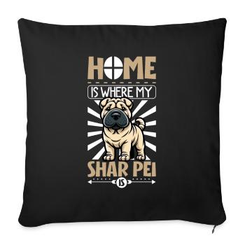 Zuhause - Shar-Pei - Sofakissenbezug 45 x 45 cm - Schwarz - Vorne