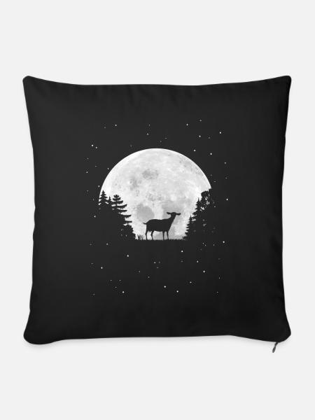 Vollmond - Nacht - Ziege Silhouette - Sofakissenbezug 45 x 45 cm - Schwarz
