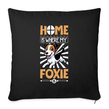Zuhause - Glatthaar-Foxterrier - Sofakissenbezug 45 x 45 cm - Schwarz - Vorne