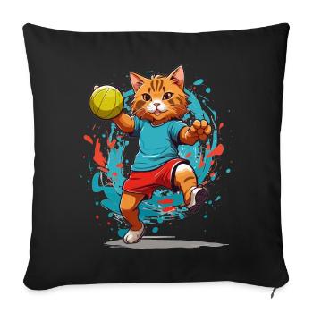 Handball Cat Iconic Streetwear Style - Sofa pillowcase 17,3'' x 17,3'' (45 x 45 cm) - black - Front