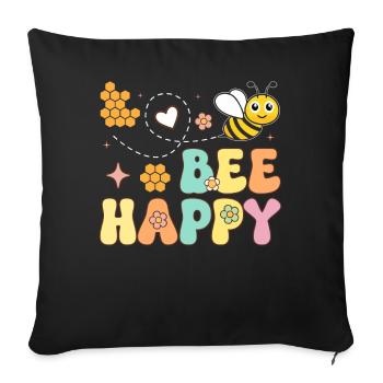 Bee Happy Beekeeper Beekeeping - Sofa pillowcase 17,3'' x 17,3'' (45 x 45 cm) - black - Front