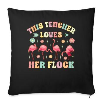 Leçon de flamant rose drôle Ce professeur aime i - Housse de coussin décorative 45 x 45 cm - noir - Devant